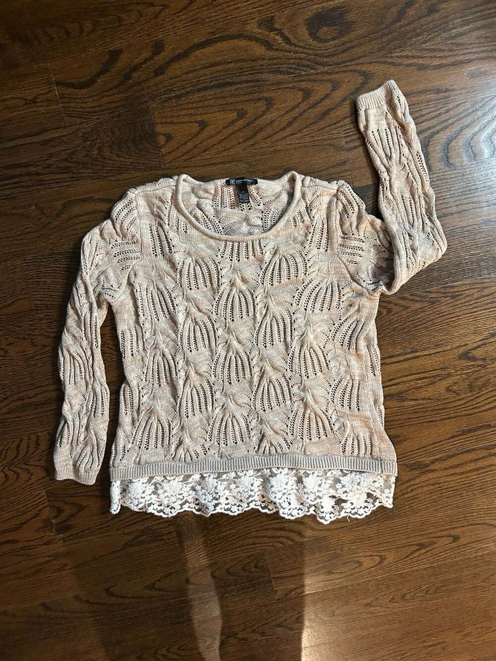 INC International Concepts Sweater Size 0X Tan Lace